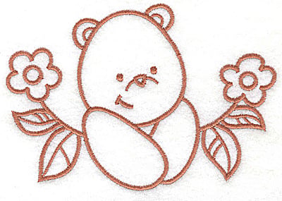 Embroidery Design: Bear amid flowers large<br> 4.97w X 3.41h