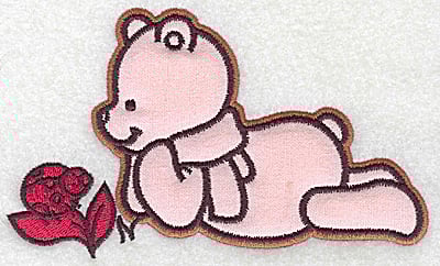 Embroidery Design: Bear with ladybug applique<br> 6.05w X 3.57h | Embroidery Legacy Embroidery Design: Bear with ladybug applique<br> 6.05w X 3.57h