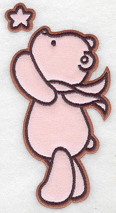 Embroidery Design: Bear reaching for star applique<br> 3.23w X 6.20h