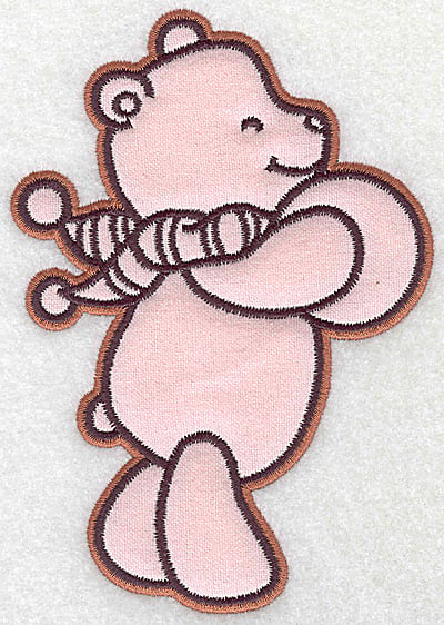Embroidery Design: Bear with ball applique<br> 4.27w X 6.10h