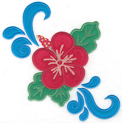 Embroidery Design: Hibiscus large triple applique <br> 7.48"h x 7.15"w