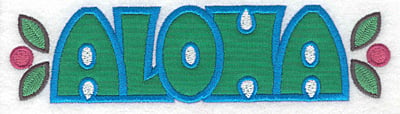 Embroidery Design: Aloha applique  <br> 1.80"h x 6.94"w