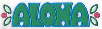 Embroidery Design: Aloha double applique <br> 2.53"h x 9.78"w