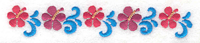 Embroidery Design: Hibiscus border <br> 0.78"h x 4.60"w