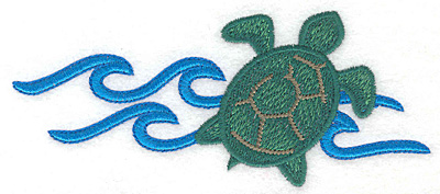 Embroidery Design: Green sea turtle large <br> 2.39"h x 5.54"w