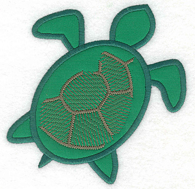 Embroidery Design: Green sea turtle applique <br> 4.92"h x 4.87"w