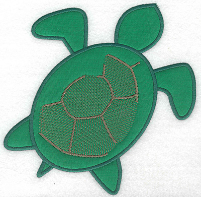 Embroidery Design: Green sea turtle applique large <br> 7.39"h x 7.29"w