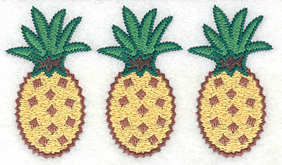 Embroidery Design: Pineapple trio <br> 2.58"h x 4.57"w