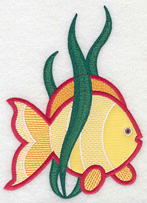 Embroidery Design: Tropical fish large applique <br> 6.72"h x 4.78"w