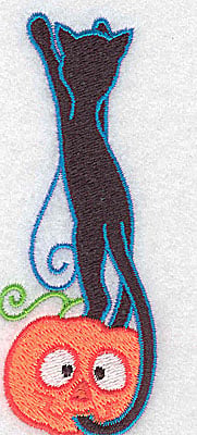 Embroidery Design: Black cat on pumpkin<br> 1.53w X 3.89h