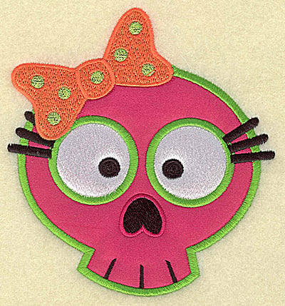Embroidery Design: Little girl skull double applique<br> 4.47w X 4.89h