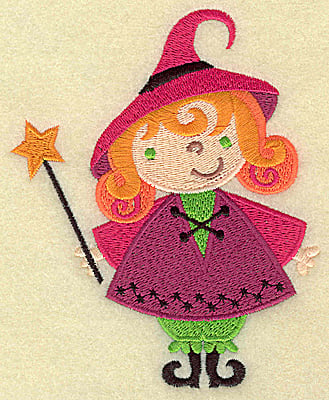 Embroidery Design: Witch with wand large<br> 4.01w X 4.96h