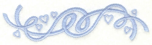 Embroidery Design: Ribbon with hearts<br>5.00w X 1.33h
