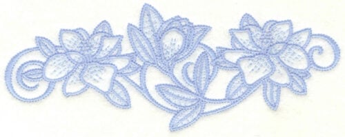 Embroidery Design: Magnolia border<br>7.00w X 2.70h