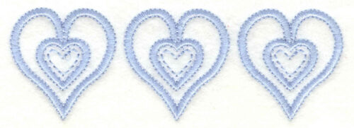 Embroidery Design: Hearts trio<br>4.59w X 1.55h