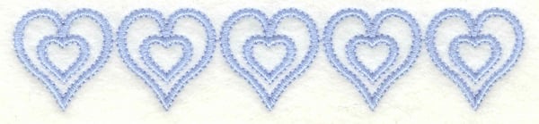 Embroidery Design: Hearts border horizontal<br>4.99w X 1.02h | Embroidery Legacy Embroidery Design: Hearts border horizontal<br>4.99w X 1.02h