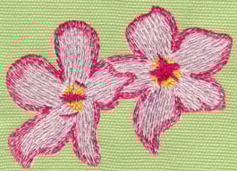 Embroidery Design: 2 Heavenly Hibiscus<br>3.47" x 2.64"