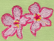 Embroidery Design: 2 Heavenly Hibiscus (small)<br>2.33" x 1.77"
