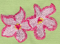 Embroidery Design: Two Heavenly Hibiscus 2<br>2.56" x 1.88"