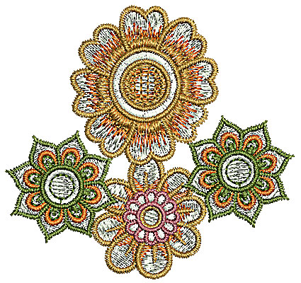 Embroidery Design: Henna design flowers 1<br> 2.67w X 2.53h