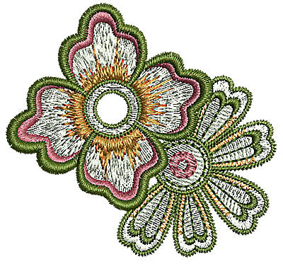 Embroidery Design: Henna duo flowers<br> 2.33w X 2.19h