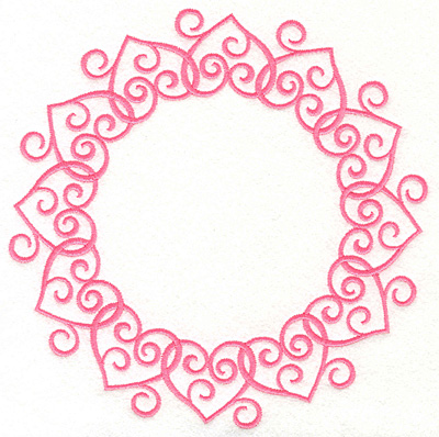 Embroidery Design: Swirly Heart Circle <br>6.95w X 6.95h