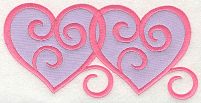 Embroidery Design: Swirly Hearts 2 applique<br>7.00w X 3.36h
