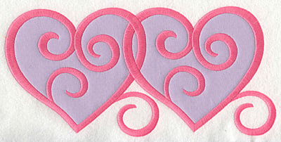 Embroidery Design: Swirly Hearts 3 applique<br>10.00w X 4.8h