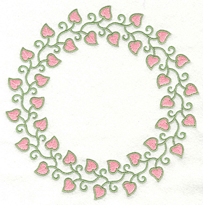 Embroidery Design: Fancy Heart Vine Circle<br>7.04w X 7.01h
