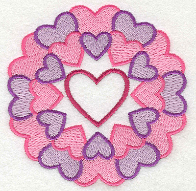Embroidery Design: Circle of Hearts with Heart in Middle<br>3.59w X 3.66h