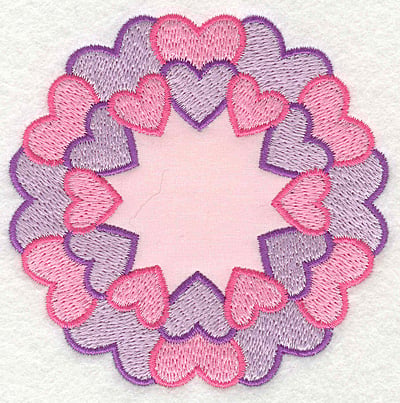 Embroidery Design: Circle of Hearts applique<br>3.59w X 3.66h