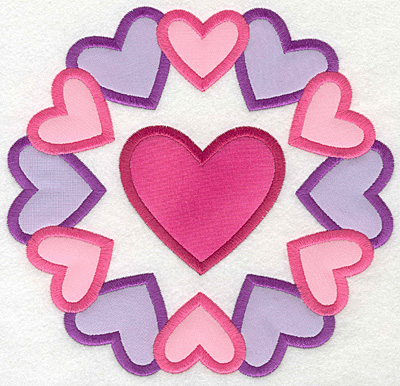 Embroidery Design: Heart Circle Colorful Large applique<br>7.25w X 7.00h