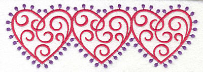Embroidery Design: Fashion Hearts Horizontal<br>6.77w X 2.30h
