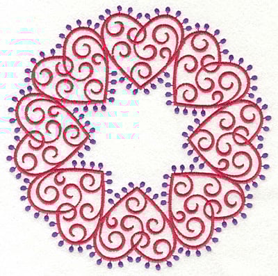 Embroidery Design: Fashion Hearts Circle<br>6.85w X 6.85h