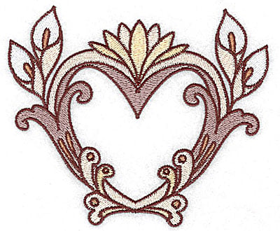 Embroidery Design: Heart with calla lily large<br> 4.96w X 4.17h