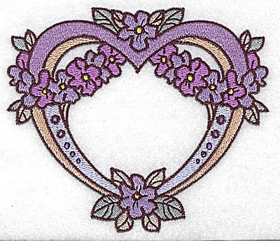 Embroidery Design: Heart with floral wreath large<br> 4.97w X 4.28h | Embroidery Legacy Embroidery Design: Heart with floral wreath large<br> 4.97w X 4.28h