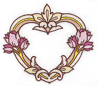 Embroidery Design: Heart with tulips large<br> 4.95w X 4.34h