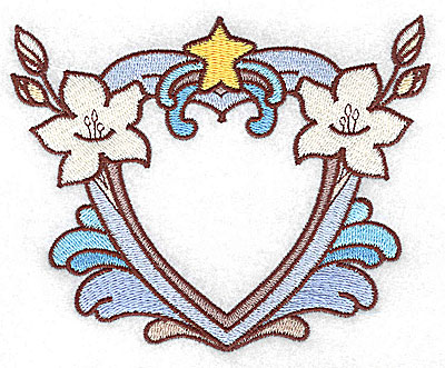 Embroidery Design: Heart with lilies large<br> 4.96w X 3.96h