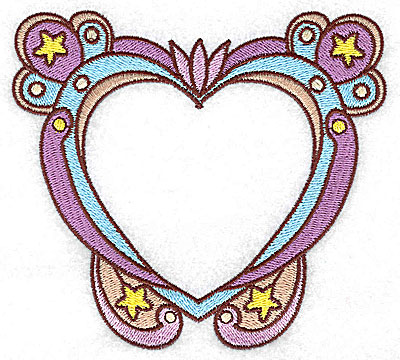 Embroidery Design: Heart with stars large<br> 4.96w X 4.51h