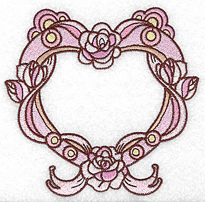 Embroidery Design: Heart with roses and banner large<br> 4.93w X 4.79h