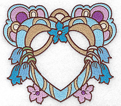 Embroidery Design: Heart with tulips and blossoms large<br> 4.94w X 4.37h
