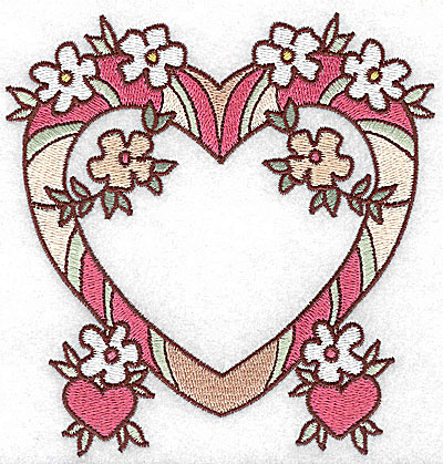 Embroidery Design: Heart with flowers and hearts large<br> 4.77w X 4.96h