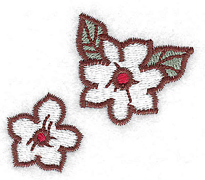 Embroidery Design: Double blossoms<br> 2.34w X 2.01h