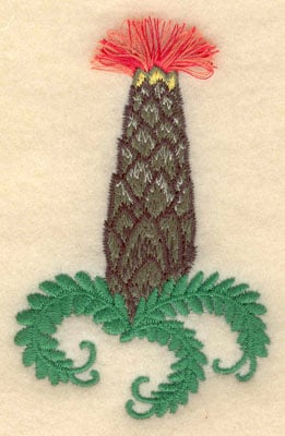 Embroidery Design: Flowering Cactus 2 fringe<br>2.44w X 3.71h