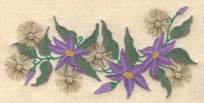 Embroidery Design: Clematis fringe<br>6.96w X 3.29h | Embroidery Legacy Embroidery Design: Clematis fringe<br>6.96w X 3.29h