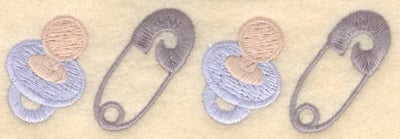 Embroidery Design: Diaper pin soother border<br>5.01"w X 1.58"h | Embroidery Legacy Embroidery Design: Diaper pin soother border<br>5.01"w X 1.58"h