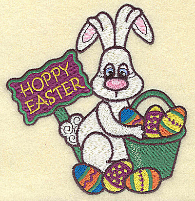Embroidery Design: Hoppy Easter with bunny large<br> 4.65w X 4.91h
