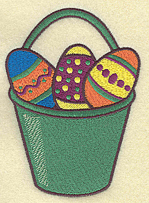 Embroidery Design: Pail of Easter eggs large<br> 3.30w X 4.61h