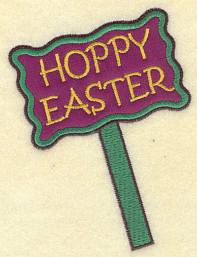Embroidery Design: Hoppy Easter sign large applique<br> 3.66w X 4.89h