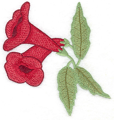 Embroidery Design: Trumpet flower duo large<br> 4.78w X 4.99h
